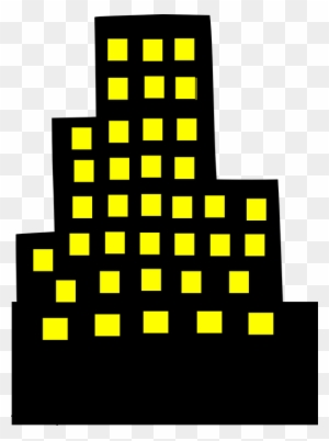 Architecture Clipart Downtown - Black Building With Yellow Windows