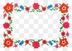 6 Flower Frame Colorful Rectangle - Frame Flowers Png Rectangle