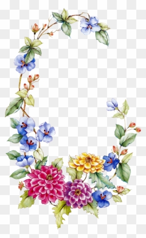 Floral Garland - Oval Flower Frame Png
