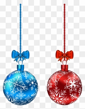 Blue And Red Hanging Christmas Balls Png Clip - Red And Blue Christmas Ornaments