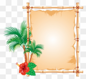 Hawaiian Flower Clipart - Bamboo Frame