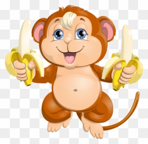 Cute Monkey With Bananas Png Picture - Cute Monkey Cartoon Png