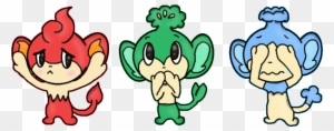 The Three Wise Elemental Monkeys By Keoen - 3 Elemental Monkeys Pokemon