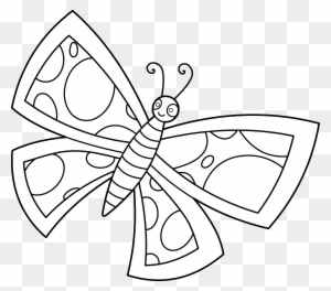 White Flower Clipart Colorable - Cute Butterfly Clip Art Black And White