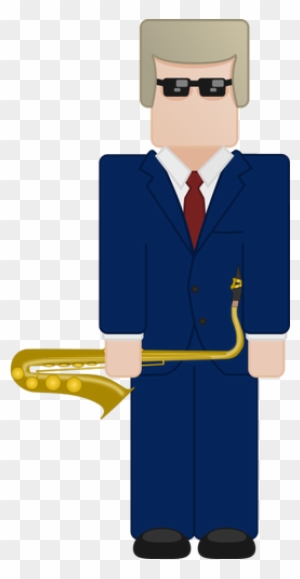 Bill Clinton Holding Saxophone Vector Illustration - Bill Clinton Saxophone Clipart