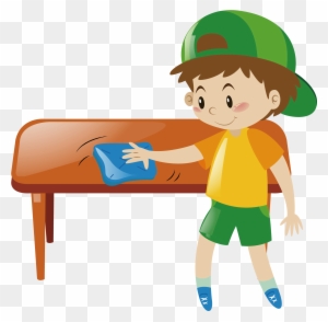 Table Cleaning Clip Art - Boy Cleaning Table