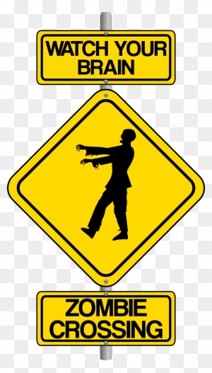 Zombie Crossing The Street Comic Traffic Sign - Halloween Zombie Clip Art