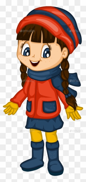 Cute Little Girl For 4 Seasons - Cartoon Girl Winter Transparent - Free  Transparent PNG Clipart Images Download