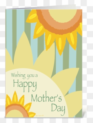 Happy Mothers Day With Sunflowers And Butterflies Background - Mother's Day Card - Sunflowers Flowers Card
