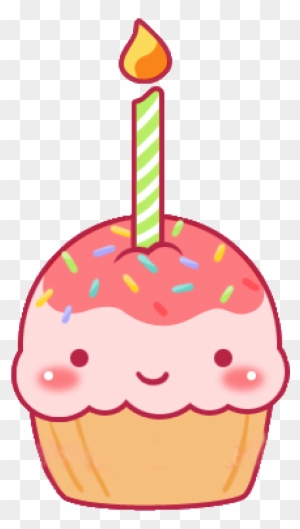 Cute Food Material - Happy Birthday Cupcake Cartoon