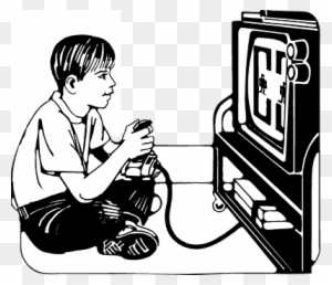 Vector Video Editing Icon - Playing Computer Games Black And White