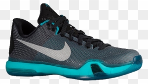 Nike Men's Metallic Silver Radiant Emerald Black Basketball - Kobe X Shoes Blue Black