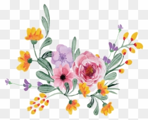 Watercolor Flower Bohemian Bouquet - Transparent Watercolor Flowers Png ...