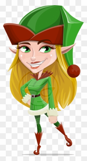 A Female Elf Vector Cartoon Dressed In A Christmas - Female Elf For Christmas