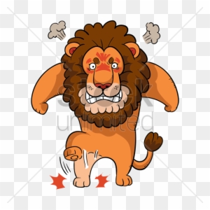 Cartoon Lion Feeling Angry Vector Image - Angry Lion Face Cartoon