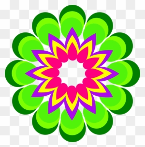 Geometric Flower Multicolor Clip Art At Clker - Multi Color Clip Art
