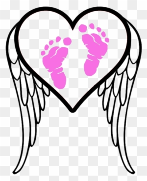 Pregnancy And Infant Loss Awareness Footprints - Angel Wings Silhouette