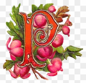 These Are Three Lovely Digital Drop Cap Letter Graphics - Letter P With Flowers