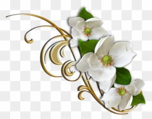 White Flower With Gold Decorative Elemant Clipart Flower - Marcos Para Fotos De Amor
