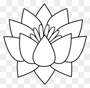 Office Large Size Flowers Black And White Drawing Clipart - Lotus Flower Line Art