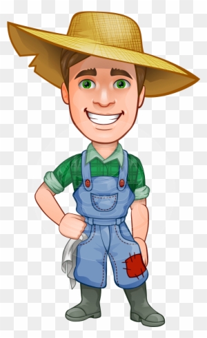 A Farmer Man Vector Character Illustrated In Typical - Farmer Cartoon ...