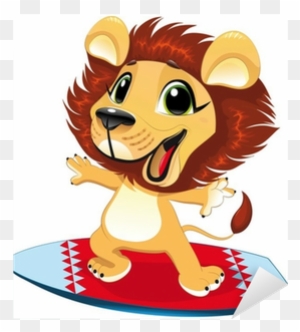 Baby Lion With Surf - Surfing Lion Ornament (round)