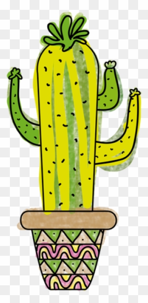 Trendy Cactus Pattern Done In Thin Soft-colored Stroke - Cactus