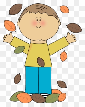 Boy Playing In Leaves Clip Art - My Cute Graphics Autumn