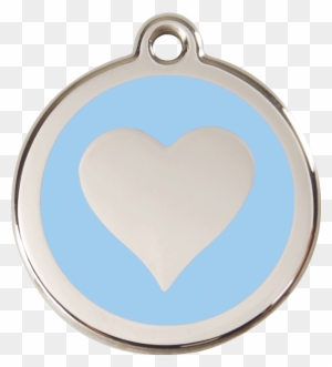 Red Dingo Stainless Steel Enameled Engraved Id Tag - Red Dingo Heart Enamel Dog Tag Light Blue - Large
