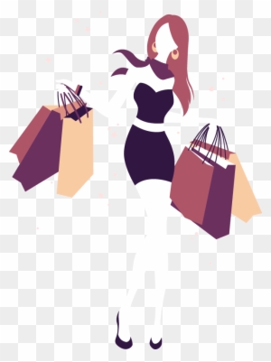 Shopping Girl Illustration - Woman Shopping Silhouette Png