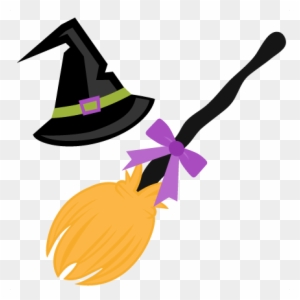 Halloween Broomstick Cliparts - Witch Hat And Broom