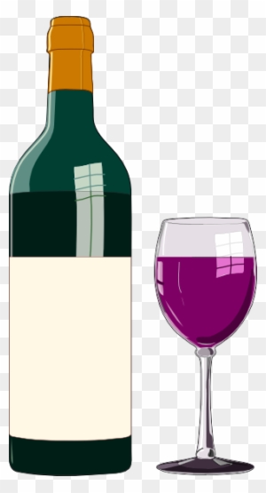 Wine Glass Wine Bottle And Glass Vector Clip Art - Wine Bottle Clip Art