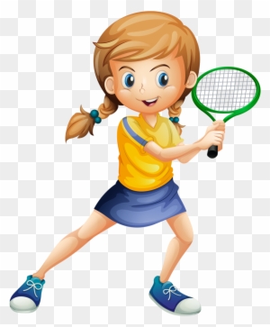 Profissões E Ofícios - Cartoon Girl Playing Tennis