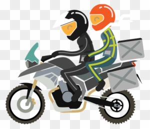Young Couple Traveling On The Motorcycle - Motorcycle Couple Clipart