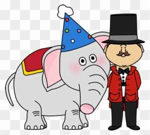 Circus Elephant And Ringmaster - Circus Elephant Clipart