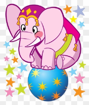 Elephant Cartoon Images - Pink Circus Elephant Clipart
