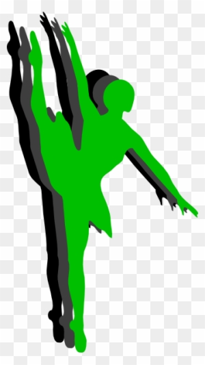 Triple Ballet Dancer Silhouette Clip Art - Green Dancer Silhouette