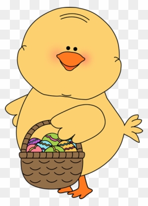 Chick Carrying Easter Basket Clip Art - Easter Chicks Clip Art