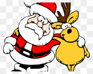 Santa-31319 960 - Funny Santa And Reindeer Round Ornament