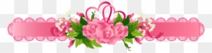 Decorative Pink Ribbon With Roses Png Clipart Gallery - Pink Flowers Border Png