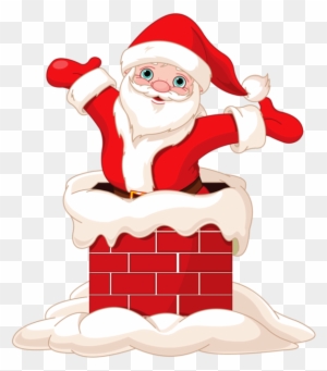 Clip Art - Santa Claus In Chimney