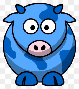 Blue Cow 2 Clip Art At Clker - Draw Cartoon Cow