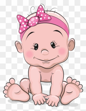 Infant Girl Cartoon Illustration - Cute Cartoon Baby Girl