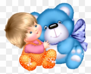 Cute Baby Girl Holding Teddy Bear Cartoon Clip Art - Dibujos En Png Gratis