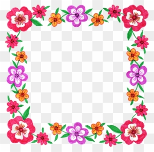 6 Flower Frame Colorful Square - Floral Frame Square Png