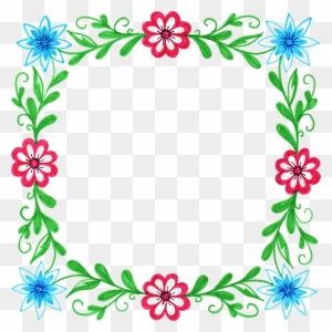 Watercolour Flower Frame Border Clip Art Graphic Design - Floral Square Frame Png