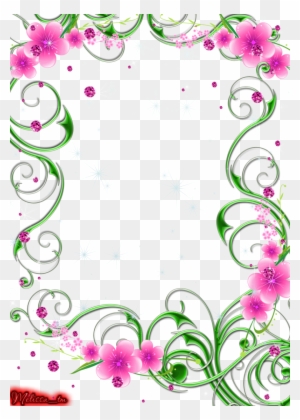 Green Swirls With Pink Flowers And Gems Png By Melissa-tm - Pink And Green Border