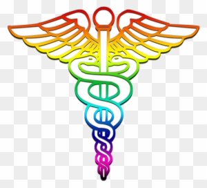 Caduceus Medical Logo Rainbow Clipart Image - Symbol For The Medical Arts