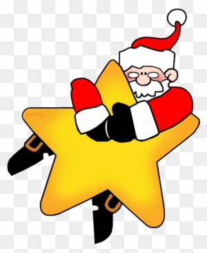 Santa On A Star - Christmas Star Clip Art