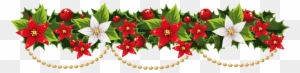 Poinsettia Clipart Christmas Garland - Christmas Wreath Banner Clipart